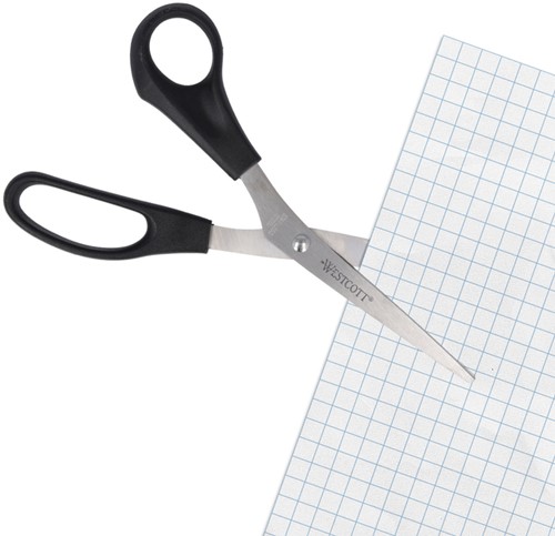 KANTOORSCHAAR WESTCOTT 210MM MET KUNSTSTOF GRIP LINKSHANDIG RVS-2