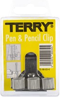 PENHOUDER TERRY CLIP VOOR 3 PENNEN/POTLODEN ZILVERKLEURIG