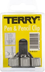 PENHOUDER TERRY CLIP VOOR 3 PENNEN/POTLODEN ZILVERKLEURIG