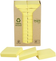 MEMOBLOK POST-IT 653 38X51MM RECYCLED GEEL 24 STUKS