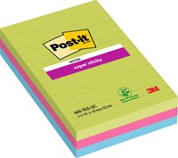 MEMOBLOK POST-IT 660 SUPER STICKY 102X152MM LIJN RAINBOW 3 STUKS