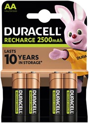 BATTERIJ OPLAADBAAR DURACELL 4X AA 2500MAH ULTRA