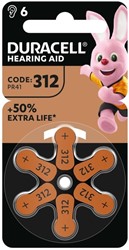 BATTERIJ DURACELL HEARING DA312 Ø7,9MM 180MAH 6 STUKS