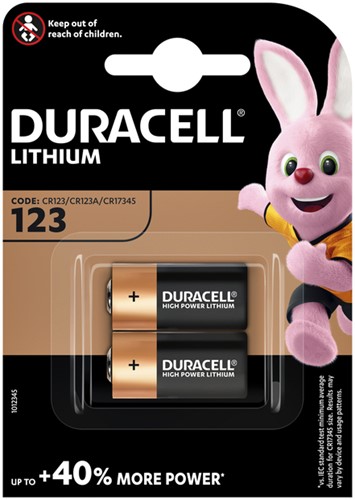 BATTERIJ DURACELL 2X CR123 HIGH POWER LITHIUM