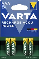 BATTERIJ OPLAADBAAR VARTA 4X AAA 800MAH READY2USE