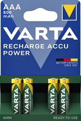 BATTERIJ OPLAADBAAR VARTA 4X AAA 800MAH READY2USE