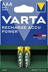 BATTERIJ OPLAADBAAR VARTA 2X AAA 800MAH READY2USE