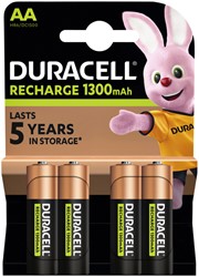 BATTERIJ OPLAADBAAR DURACELL 4X AA 1300MAH PLUS