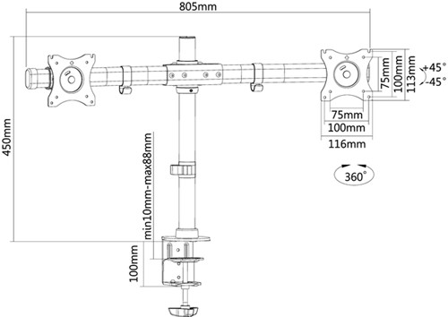 MONITORARM NEOMOUNTS DCB100 10-27" ZWART-2