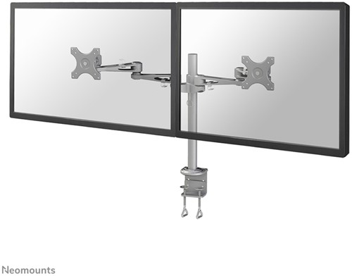 MONITORARM NEOMOUNTS D935D 2X10-27" MET KLEM ZILVERGRIJS