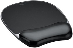 MUISMAT MET POLSSTEUN FELLOWES CRYSTALS GEL TRANSPARANT ZWART