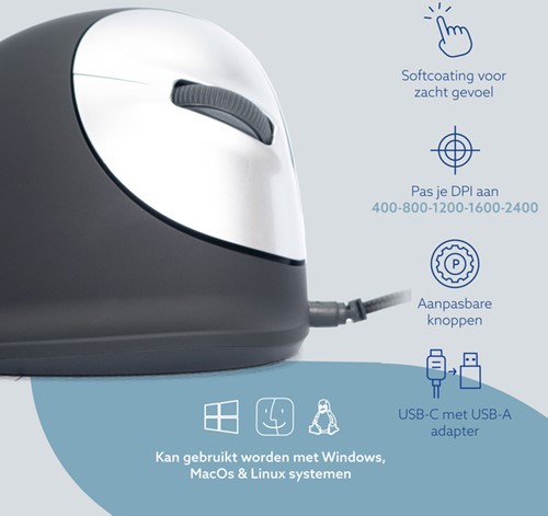 ERGONOMISCH MUIS R-GO HE BREAK DRAAD RECHTS L-2