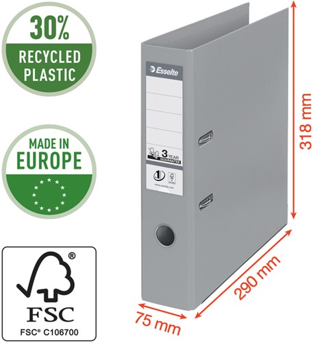 ORDNER ESSELTE NO.1 POWER VIVIDA 75MM 30% GERECYCLED PP FOLIE GROEN-3