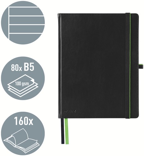 NOTITIEBOEK LEITZ COMPLETE 187X242MM LIJN 160 PAGINA'S 100GR ZWART-2