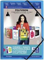 ELASTOMAP OXFORD POLYVISION A4 MET INSTEEKTAS 3 KLEPPEN PP BLAUW