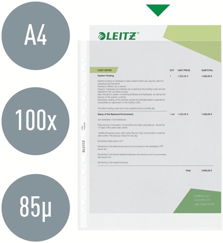 SHOWTAS LEITZ PREMIUM STANDAARD 11-GAATS COPY SAFE 0.085MM PP A4 TRANSPARANT 100 STUKS-13