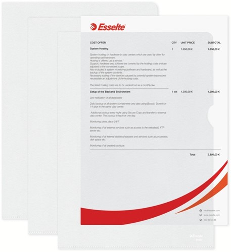 INSTEEKMAP L-MODEL ESSELTE STANDAARD COPY SAFE PP A4 TRANSPARANT 100 STUKS-1