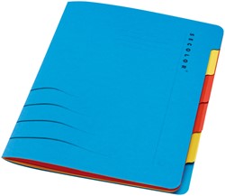 SORTEERMAP SECOLOR SIXTAB 6 TABBLADEN 100% GERECYCLED KARTON 250 GR BLAUW