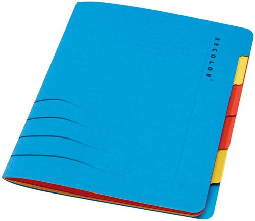 SORTEERMAP SECOLOR SIXTAB 6 TABBLADEN 100% GERECYCLED KARTON 250 GR BLAUW