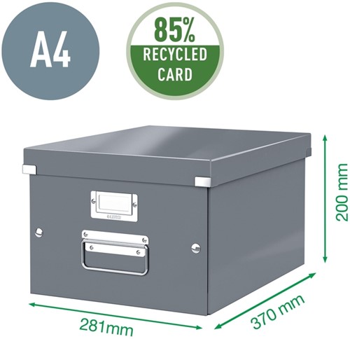 OPBERGDOOS LEITZ CLICK & STORE WOW MIDDEL GERECYCLED KARTON 281X200X370MM WIT-2