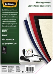 VOORBLAD FELLOWES A4 LEDERLOOK ZWART 100 STUKS