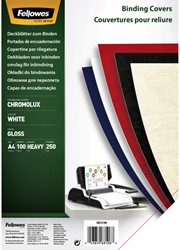 VOORBLAD FELLOWES A4 CHROMOLUX 250GR WIT 100 STUKS
