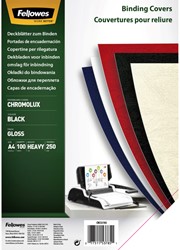 VOORBLAD FELLOWES A4 CHROMOLUX 250GR ZWART 100 STUKS