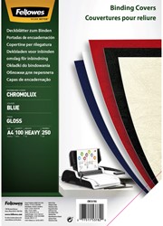 VOORBLAD FELLOWES A4 CHROMOLUX 250GR BLAUW 100 STUKS