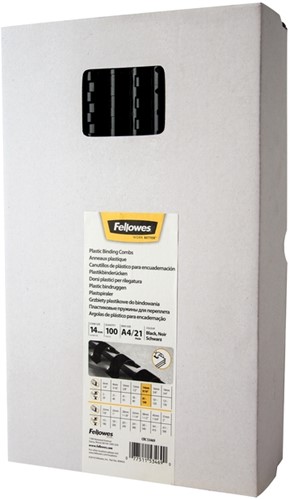 BINDRUG FELLOWES 14MM 21RINGS A4 ZWART 100 STUKS