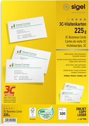 VISITEKAART SIGEL 85X55MM 225GR GLADDE ZIJDEN WIT 100 STUKS