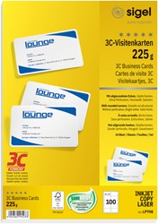 VISITEKAART SIGEL 85X55MM BLANCO 225GR RONDE HOEKEN WIT 100 STUKS