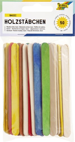 STOKJE FOLIA HOUT ASSORTI 50 STUKS
