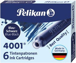 INKTPATROON PELIKAN 4001 BLAUW/ZWART 6 STUKS