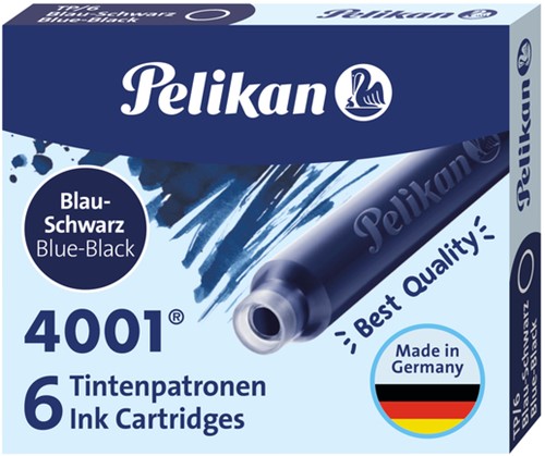 INKTPATROON PELIKAN 4001 BLAUW/ZWART 6 STUKS