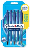 BALPEN PAPER MATE FLEXGRIP ULTRA MEDIUM BLAUW BLISTER À 5 STUKS
