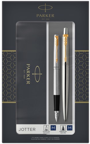 BALPEN EN VULPEN PARKER JOTTER STAINLESS STEEL GT MEDIUM 2 STUKS