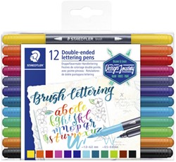 BRUSHPEN STAEDTLER 3004 LETTERING DUO 0.5-6MM  BLISTER À 12ST ASS