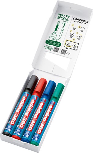 VILTSTIFT EDDING 380 FLIPOVER ROND 1.5-3MM ASSORTI SET À 4 STUKS