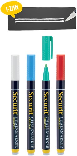 KRIJTSTIFT SECURIT SMA-100 ROND 1-2MM WIT/BLAUW/GROEN/ROOD BLISTER À 4 STUKS-2