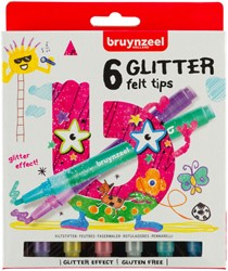 VILTSTIFT BRUYNZEEL KIDS ASSORTI GLITTER 6 STUKS