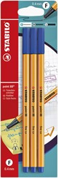 FINELINER STABILO POINT 88 FIJN BLAUW BLISTER À 3 STUKS