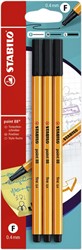 FINELINER STABILO POINT 88 FIJN ZWART BLISTER À 3 STUKS