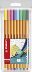 FINELINER STABILO POINT 88/8 FIJN PASTEL ASSORTI ETUI À 8 STUKS
