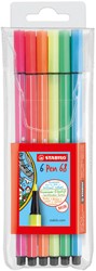 VILTSTIFT STABILO PEN 68 MEDIUM FLUOR ASSORTI ETUI À 6 STUKS