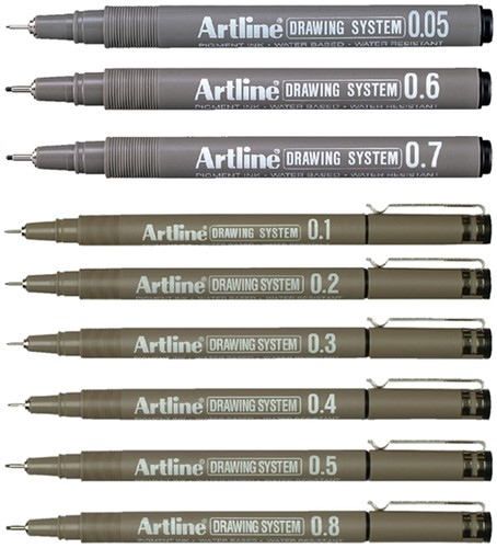 FINELINER ARTLINE TECHNISCH ETUI MET 0.1-0.3-0.5-0.7MM ZWART-2