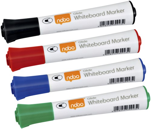 WHITEBOARDMARKER NOBO GLIDE ROND ASSORTI 3MM 4ST