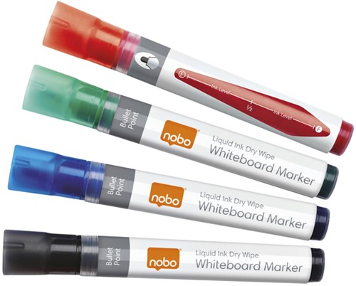 WHITEBOARDMARKER NOBO LIQUID INK ROND ASSORTI 3MM 4ST