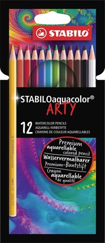 KLEURPOTLODEN STABILO 1624 AQUACOLOR ARTY ASSORTI ETUI À 12 STUKS