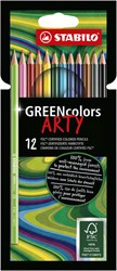 KLEURPOTLODEN STABILO 6019 GREENCOLORS ARTY ASSORTI ETUI À 12 STUKS
