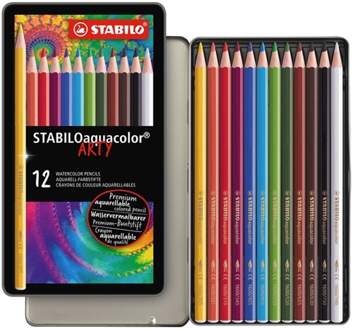 KLEURPOTLODEN STABILO 1612 AQUACOLOR ASSORTI BLIK À 12 STUKS-2